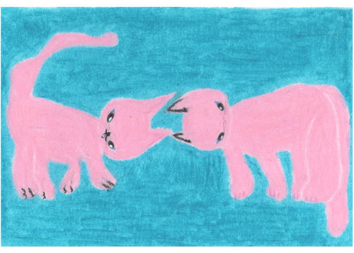 Two Cats (Blue) Print