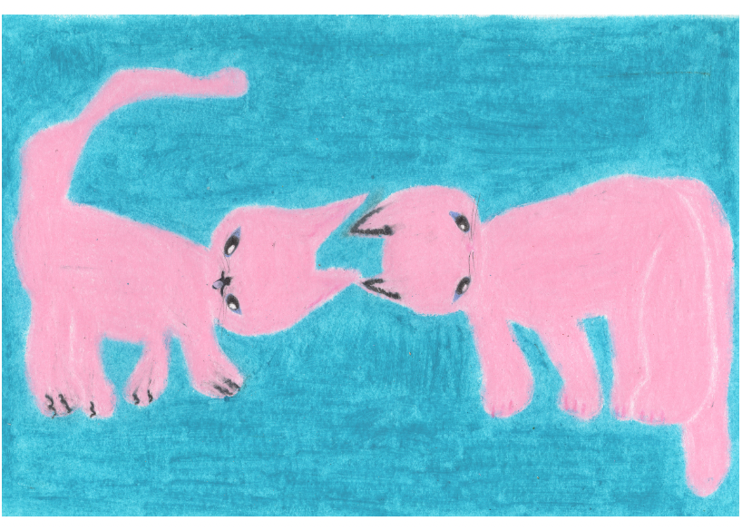 Two Cats (Blue) Print