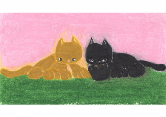 Two Cats (Pink+ Green) Print