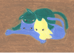 Three cats (Taupe) Print