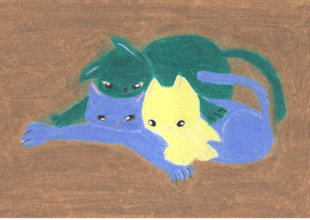 Three cats (Taupe) Print