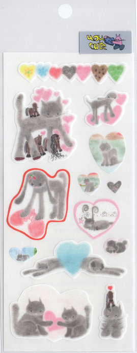 Sticker sheet - Cats, Hearts