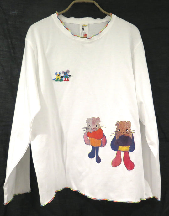 Long Sleeve T-Shirt- 2 rats holding mushrooms b (S)