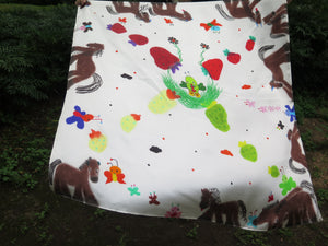 Silk scarf - Butterflies and horses