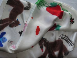 Silk scarf - Butterflies and horses