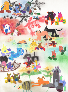 Loving creatures doodles (print)